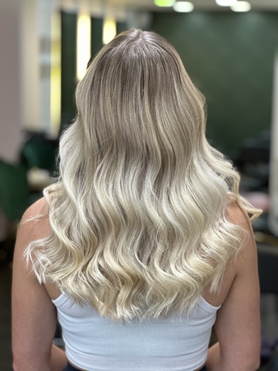 blonde balayage at Hair & The Hound Salon in Twickenham blonde balayage at Hair & The Hound Salon in Twickenham